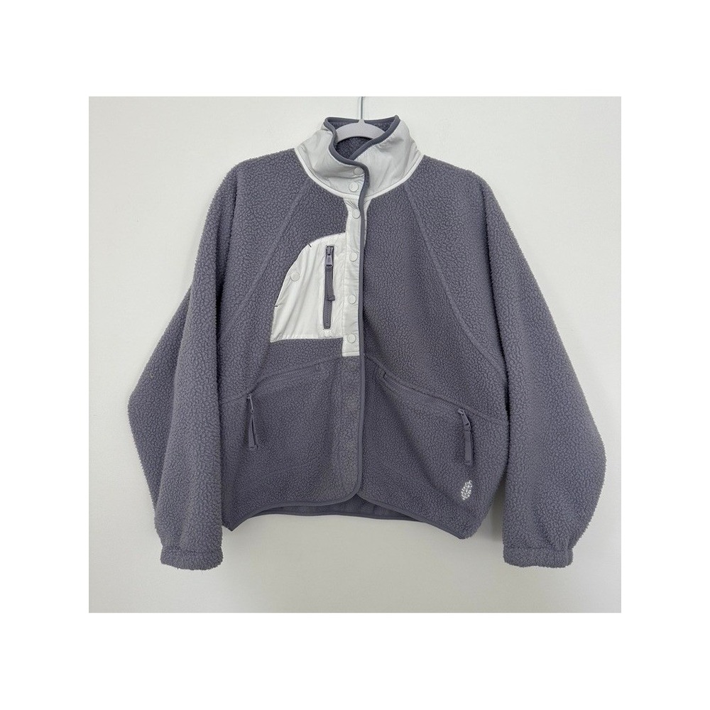 FP Movement Free People Hit The Slopes Fleece Jacket Purple Womens Small Sherpa